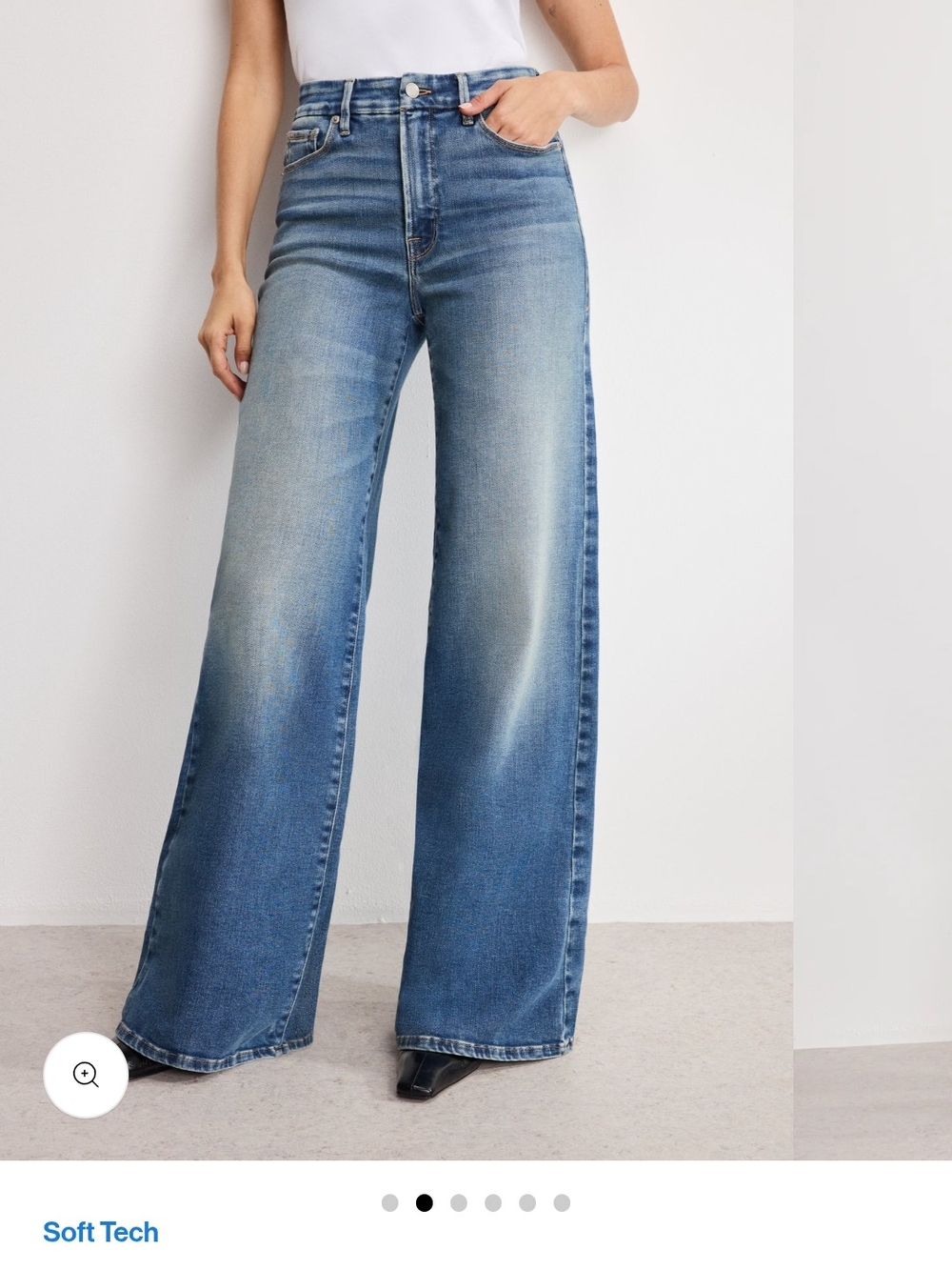 Good American Washed Blue Wide-Leg High-Rise Jeans
